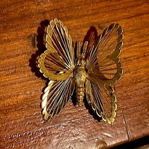 Vintage Gold Monet Butterfly Brooch
